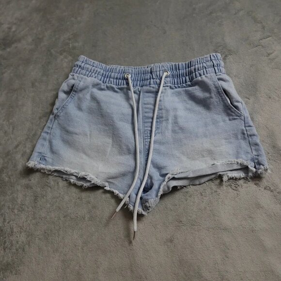 Kendal Kylie Jogger Short Women's Small Denim Cut Off Drawstring Elastic Waist - Picture 1 of 10